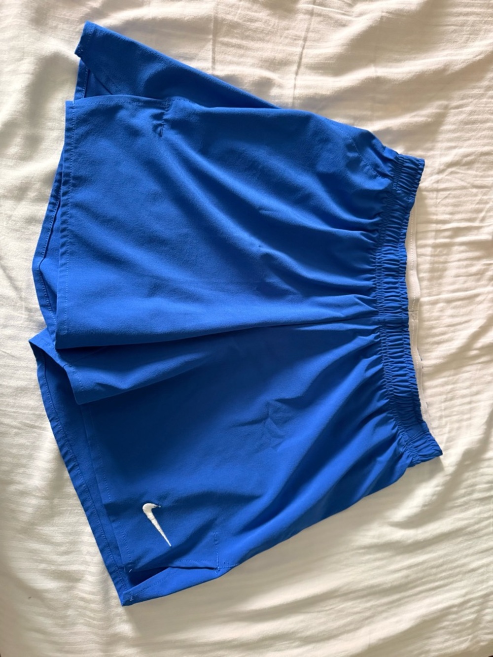 Nike Women's Royal Blue Athletic Shorts with White Swoosh